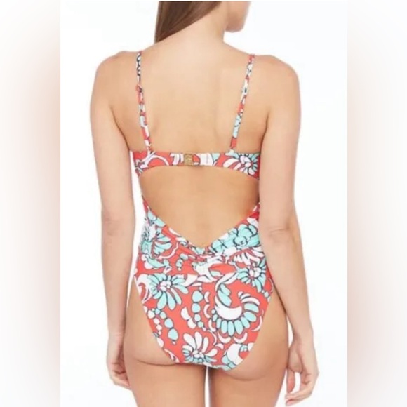 New Trina Turk Garden Bloom Plunge One Piece Swimsuit size 8 - Picture 2 of 7